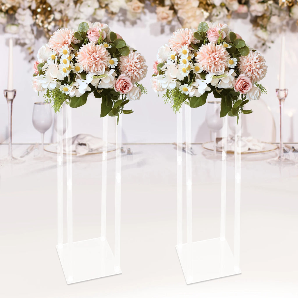 Clear Wedding Geometric Flower Vase Column Stand for Wedding Party Table Centerpiece
