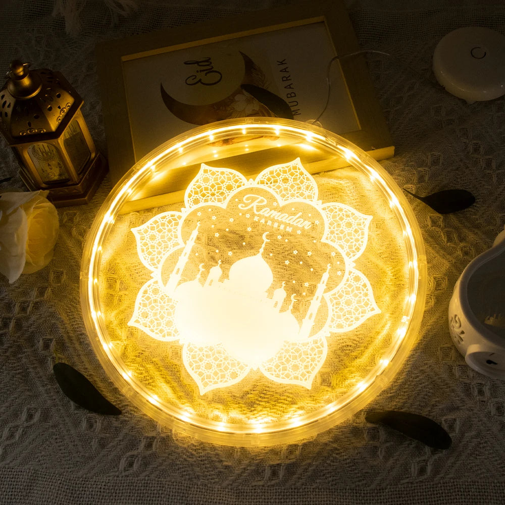 Ramadan Window Lights Eid Mubarak Decorations Moon Star Warm Lights Muslim Decorations for Door Home Eid Al Fitr Party Supplies