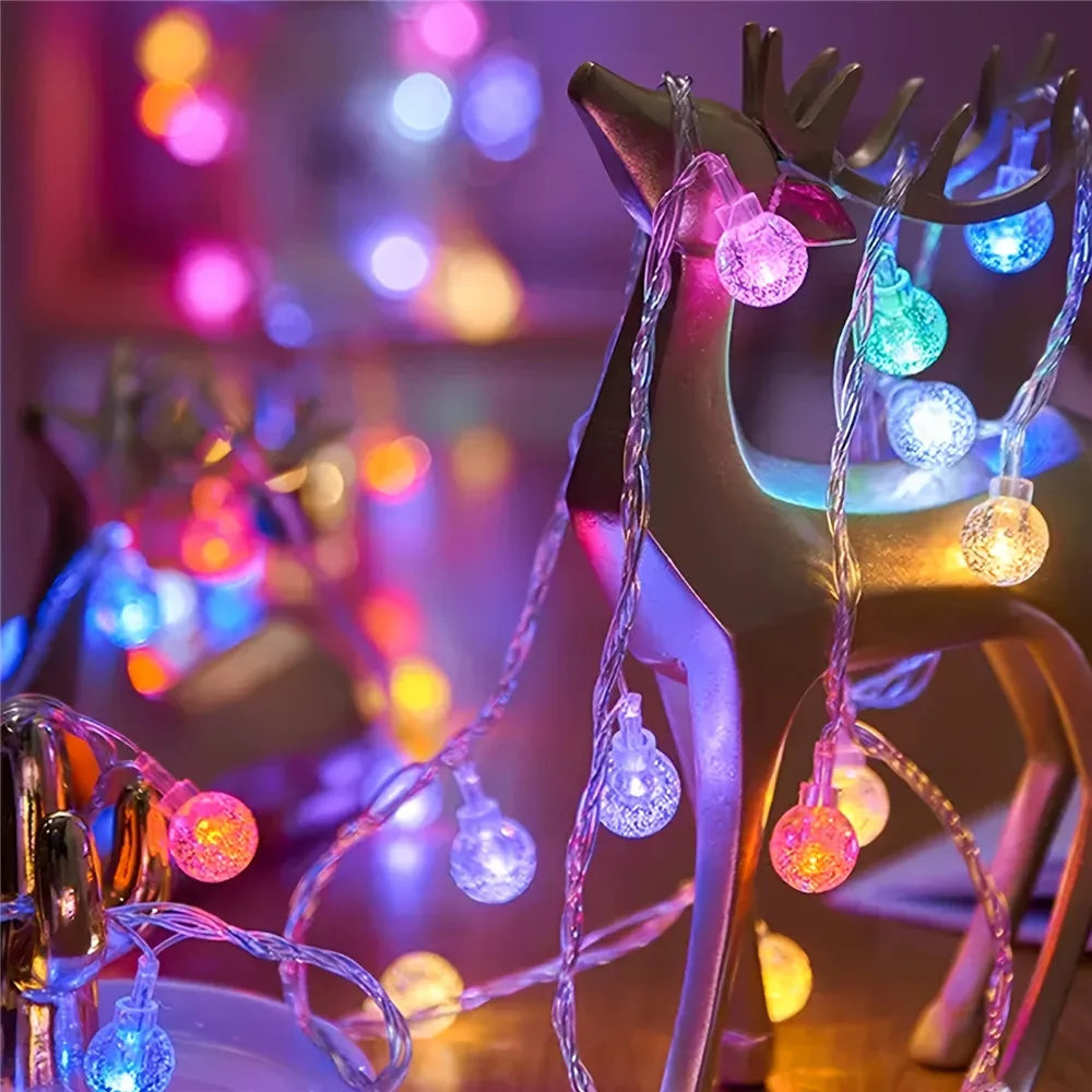 10/20/40/80LED Bauble LED String Lights Battery Powered Garland Fairy Lights for EID Mubarak Bedroom Wedding Valentine's Day