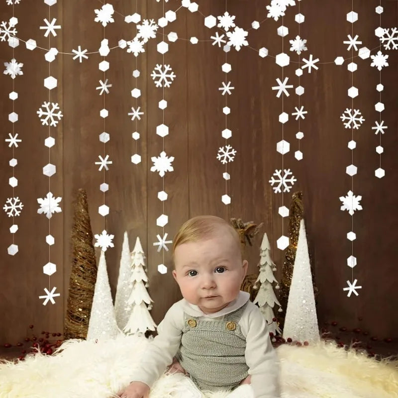 Winter Wonderland Party Decorations White Snowflake Paper Garlands Onderland Christmas Frozen Birthday Party Streamer Supplies