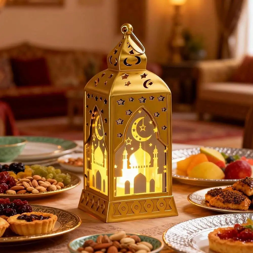 Muslim Ramadan Lantern Decor Ornament EID Mubarak LED Festival Night Light Eid Al Adha Gift Ramadan Decoration for Home