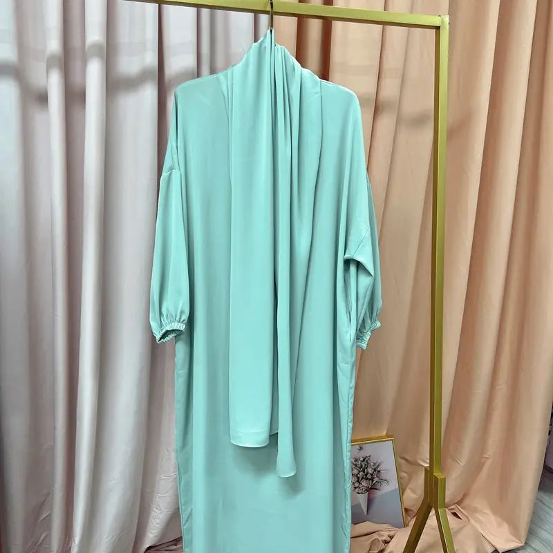 Ramadan One Piece Muslim Prayer Garment Women Hijab Abaya Maxi Dress Khimar Burqa Islamic Clothing Overhead Arab Robe
