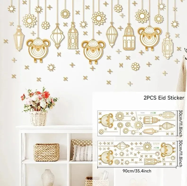 Eid Mubarak Window Stickers Kareem Ramadan Decoration 2025 For Home Islamic Muslim Party Decor Mubarak Ramadan Wall Sticker Gift