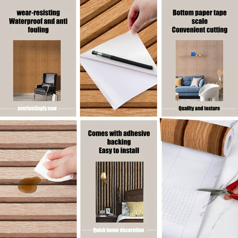 Grid Stripes Peel and Stick Wallpaper Self Adhesive Wall Stickers Wallpapers Home Decor PVC Room Decoration 45cm Sticker