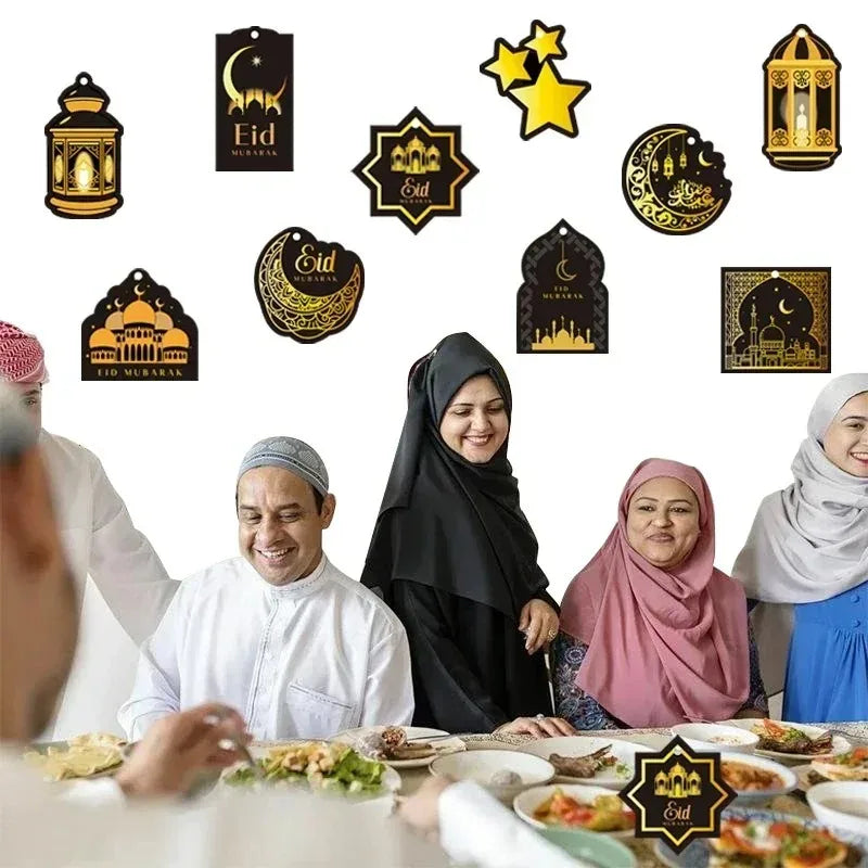 Ramadan Festival Hanging Ornament Moon Stars Castle Design Islamic Muslim Home Decor Party Supplies Mubarak Eid Celebration