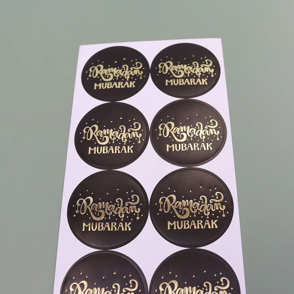 50pcs Gold Star Moon EID Mubarak Sealing Stickers Ramadan Mubarak Gift Lable Sticker Muslim Islamic Party Decor Packing Stickers