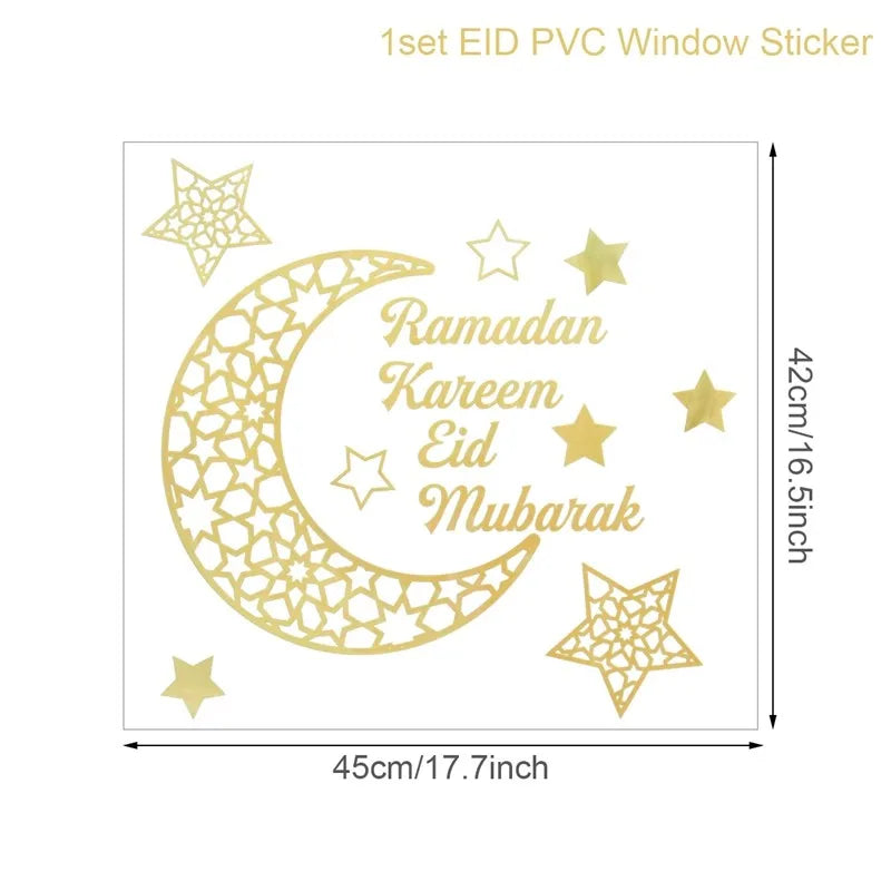 Eid Mubarak Window Stickers Ramadan Decorations for Home Islamic Muslim Party Decor Eid Al Adha Diy Wall Stickers Ramadan Kareem