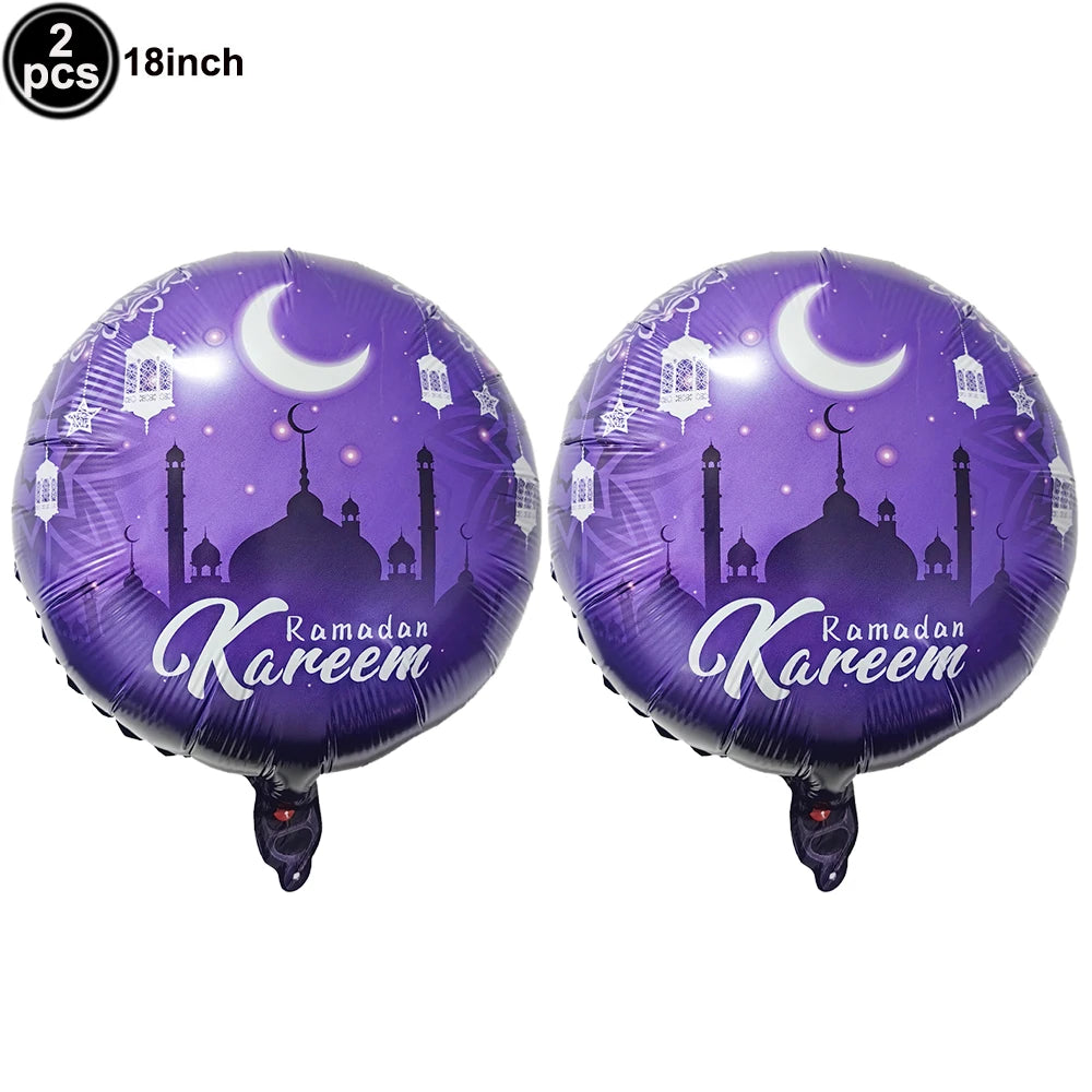 Happy Eid Ramadan Mubarak Foil Balloon DIY Decoration Islamic Ramadan Stars and Moon Helium Balloon Celebration Party Decoration