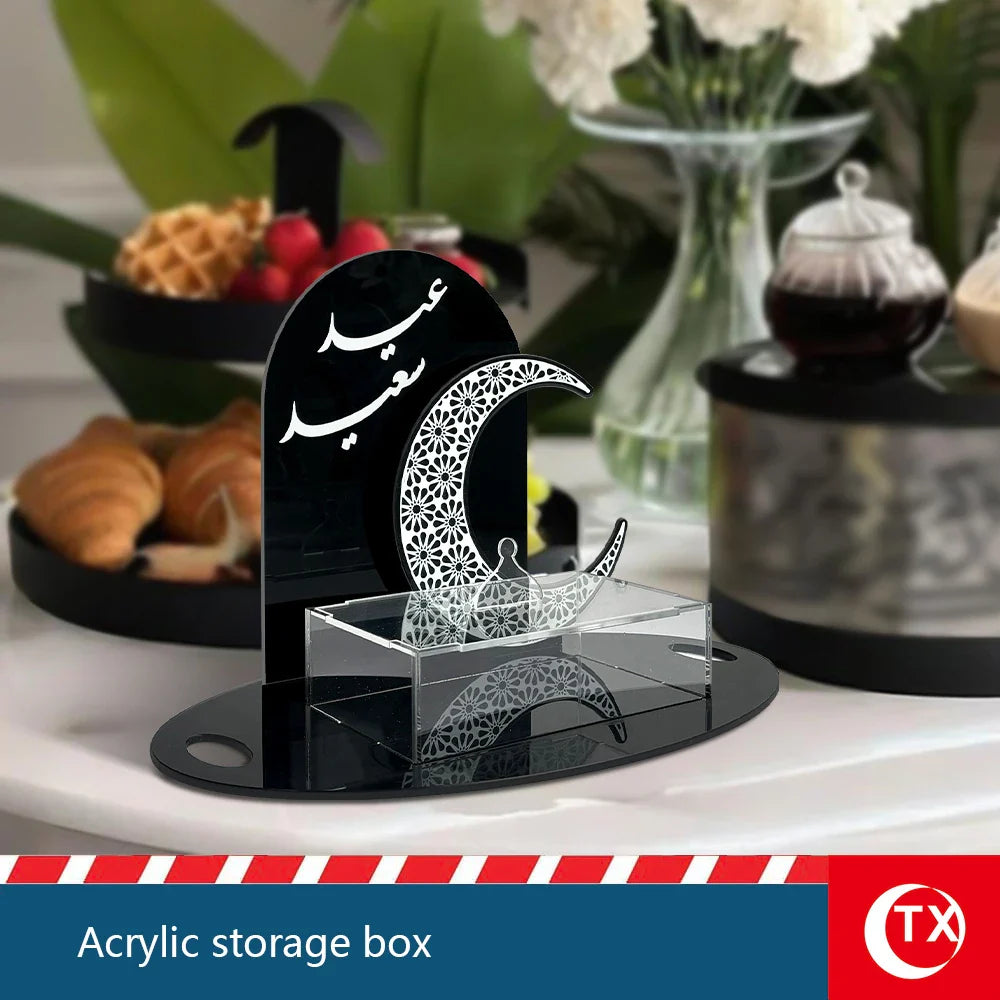 Ramadan Acrylic Dessert Serving Stand Crescent Moon, Elegant Tabletop Display for Sweets, Treats & Entertaining Guests