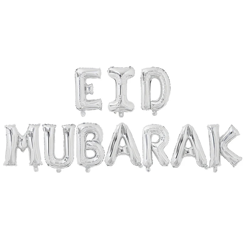 1Set Eid Mubarak Letter Foil Balloons Ramadan Kareem Decorations Star Moon Helium Globos 2024 Muslim Islamic Party Supplies Gift