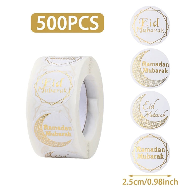 EID Mubarak Stickers Ramadan Decoration 2025 For Favor Gifts Label Ramadan Kareem Islamic Muslim Party Eid Al Adha Gifts