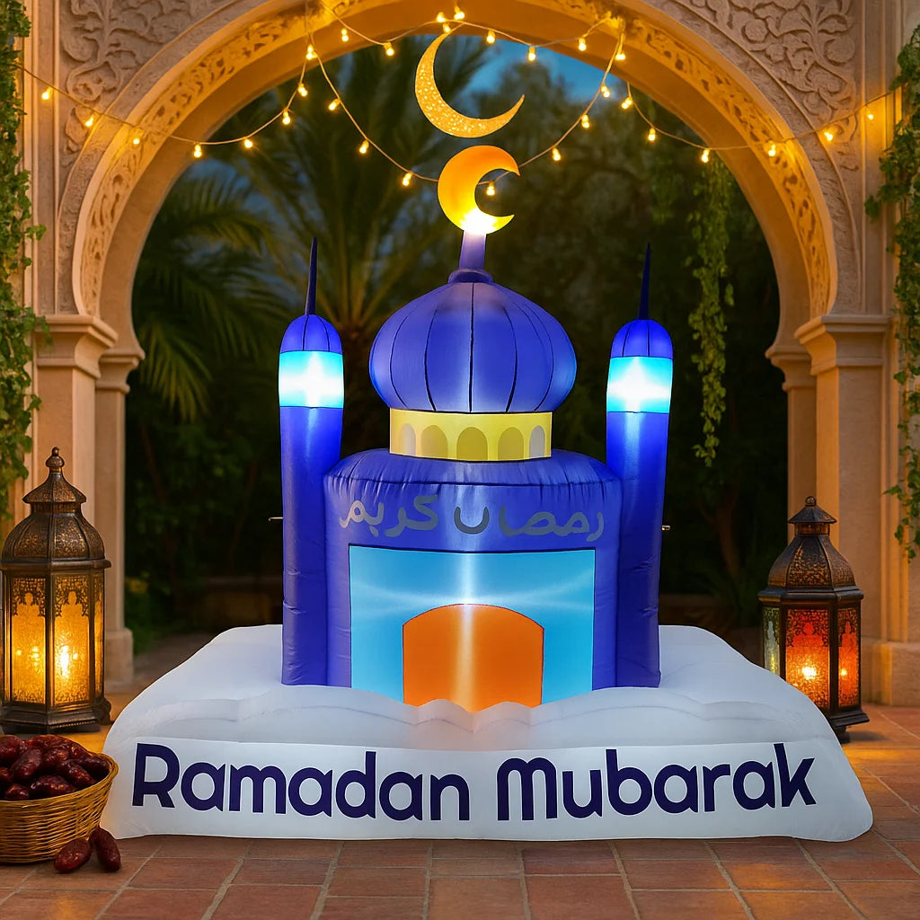 Ramadan Eid Mubarak Inflatable Decorations with LED Lights Muslim Islamic Holiday DIY Party Supplies  Outdoor Yard Ornament