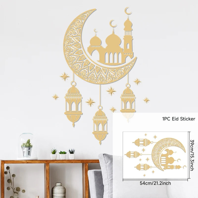 Eid Mubarak Window Stickers Ramadan Decoration 2024 Islamic Muslim Party Decor Ramadan Kareem Wall Stickers EID Al Adha Gifts