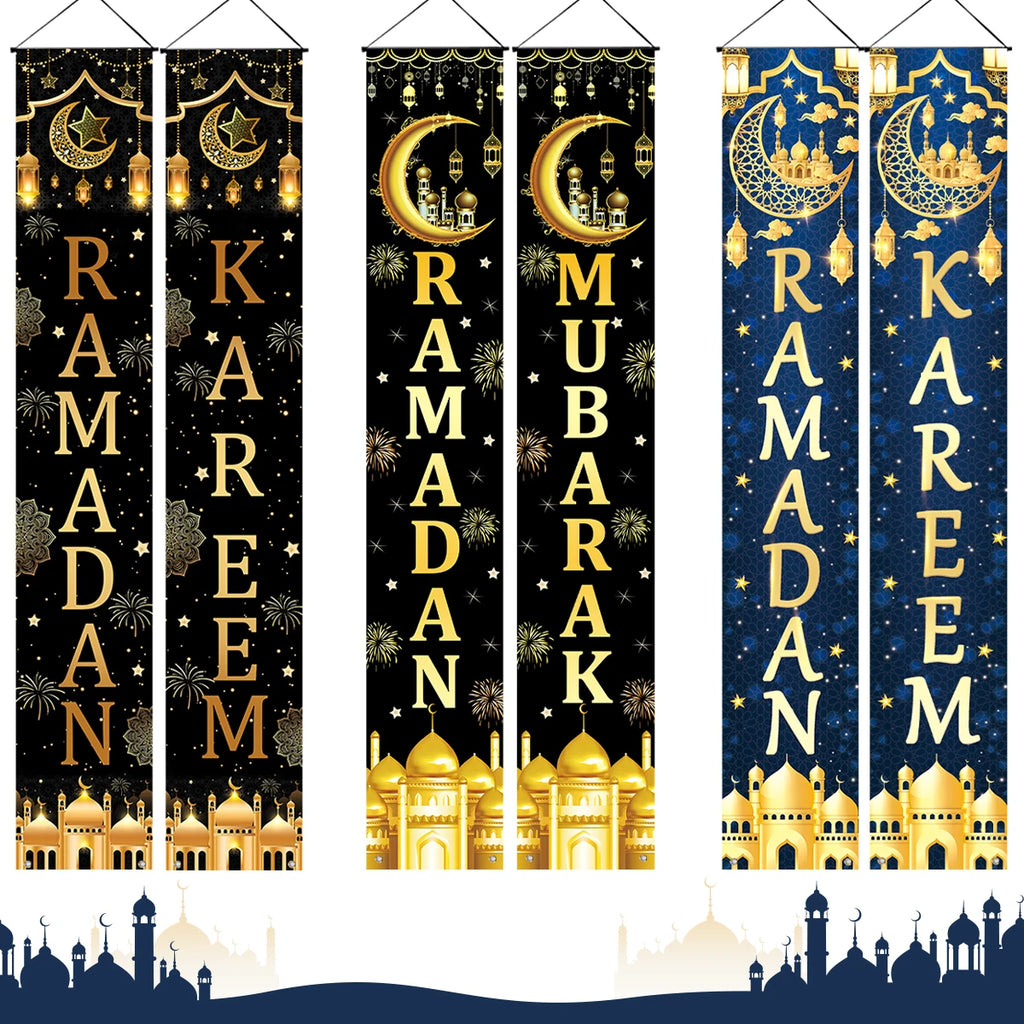 Eid Mubarak Door Banner Ramadan Decoration 2025 for Home Mubarak Ramadan Kareem Islamic Muslim Party Decor Eid Al Adha Gifts