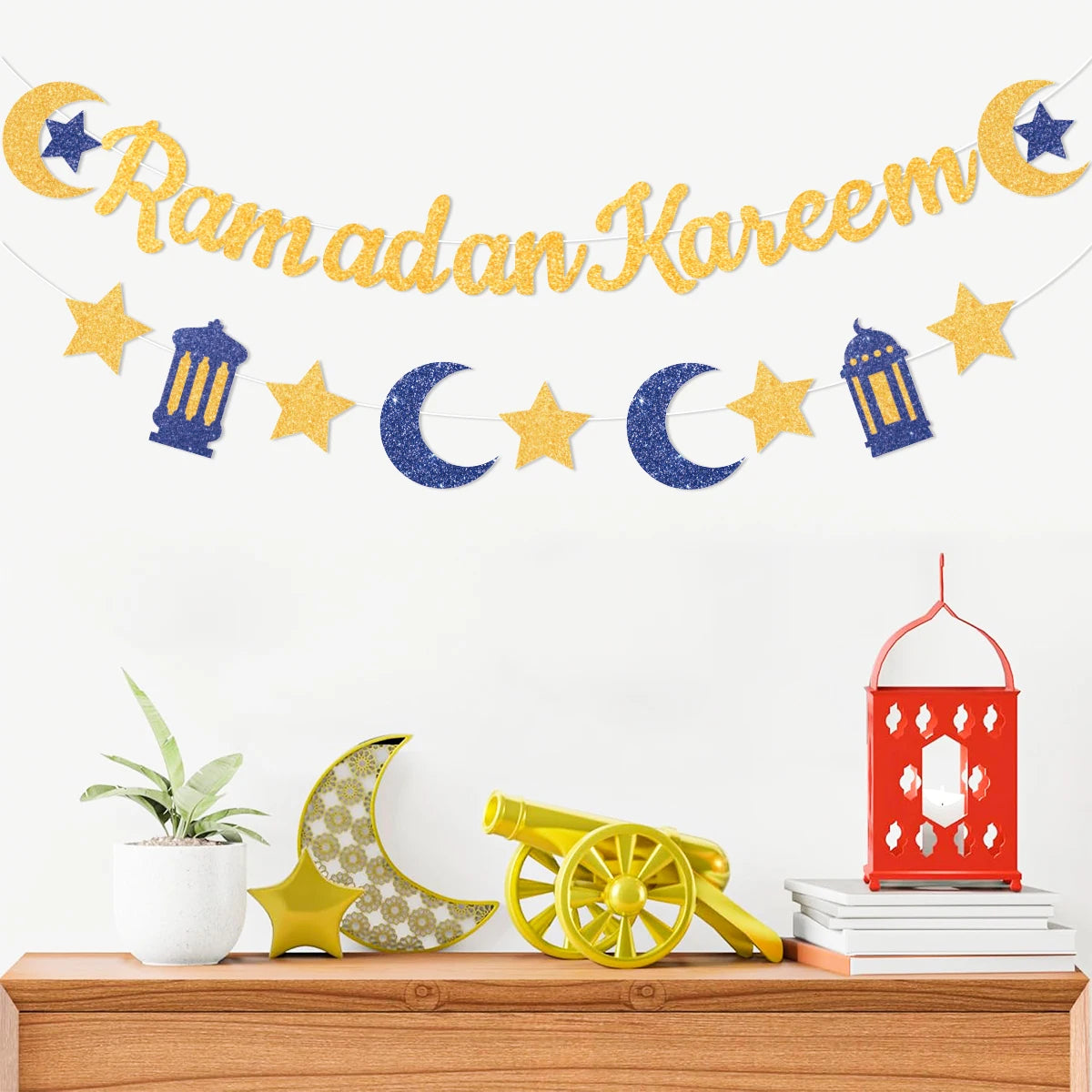 Eid Mubarak Ramadan kareem Banner Pull The Flag Eid Ramadan Decor For Home 2025 Ramadan Muslim Islamic Party Decor Supplies