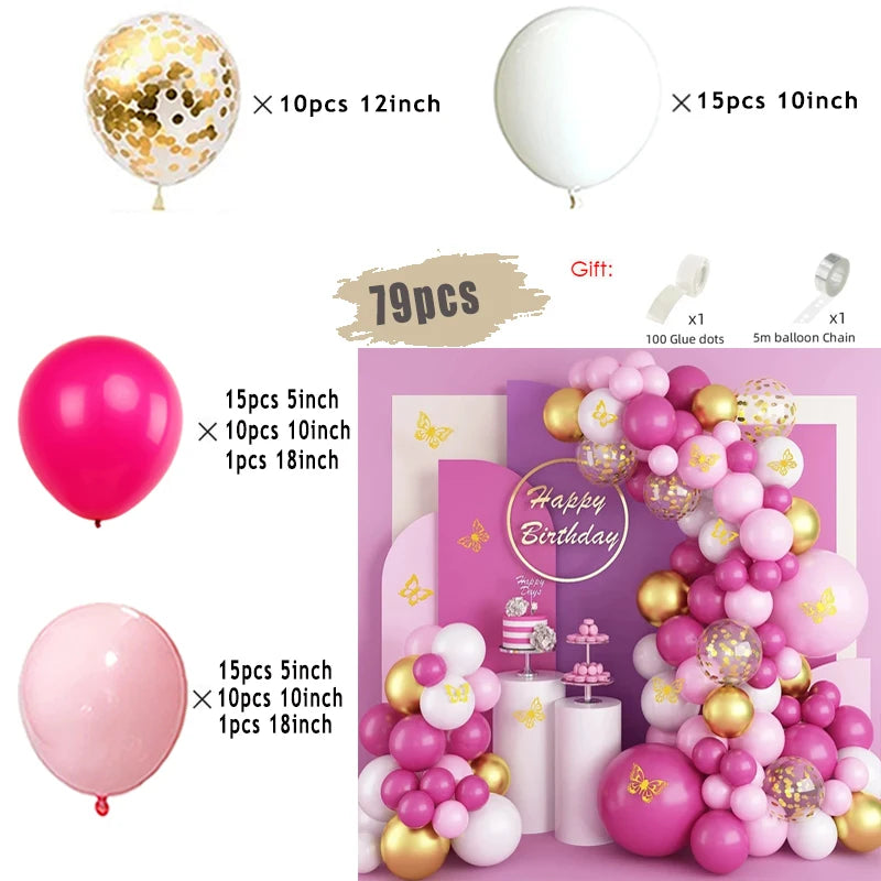 Macaron Pink Balloon Garland Arch Kit Wedding Birthday Party Decor Kids Rose Gold Latex Balloons Baby Shower Decorations Chain