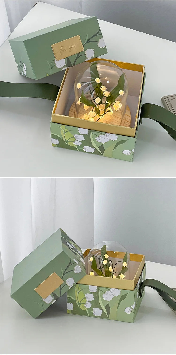 Exquisite Elegant Bell Flower Night Light Decoration, DIY Handcrafted Material Package, Glass Garden-style Bedroom Item,gifts