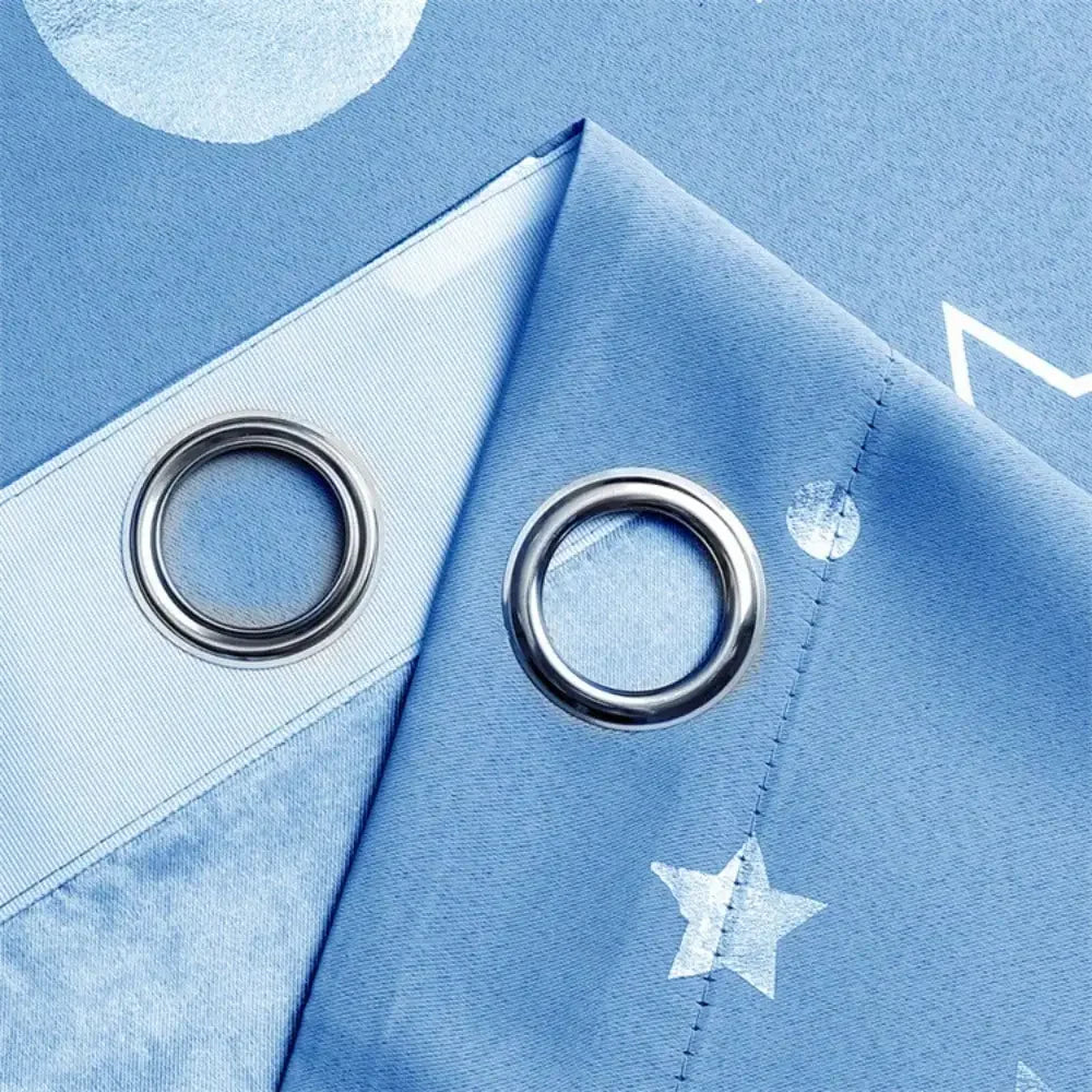 1pc Silver Pressed Star Moon Pattern Blackout Curtain, Window Curtains for Living Room, Bedroom, Kitchen, Home Decor