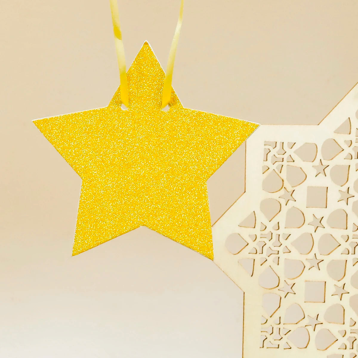 Ramadan Doorway Decor Golden Moon Star Lantern Hanging Ornaments with LED String Islamic Eid Festival Home Entrance Party Gifts