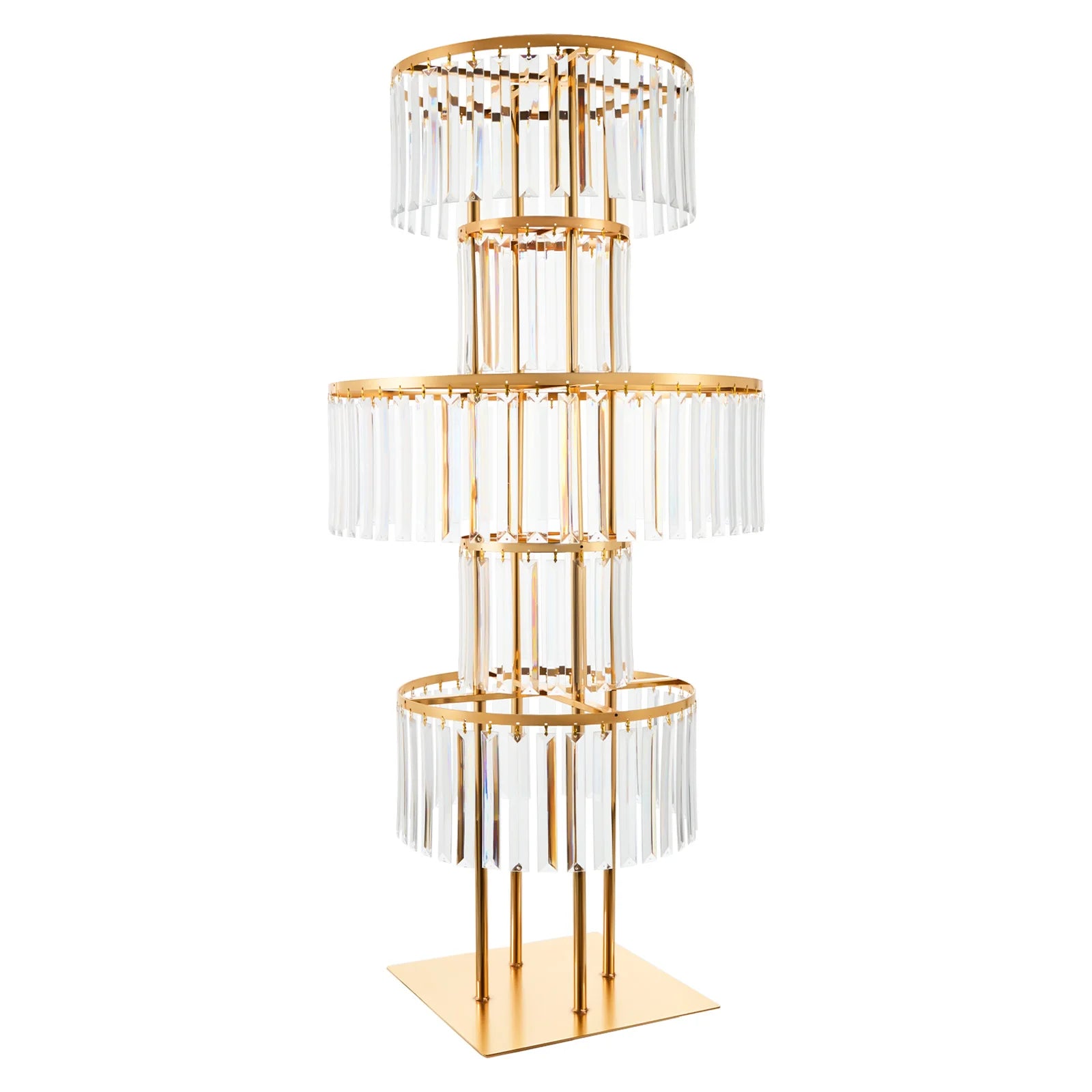 5 Tiers Gold/Silver Wedding Centerpieces Flower Stand Vase Centerpiece Acrylic Flower Stand with Hanging Acrylic