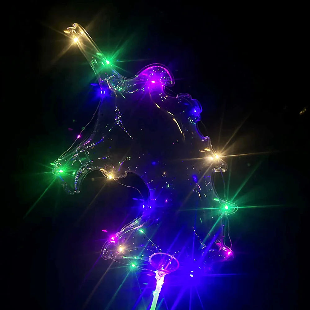 LED Light Up BoBo Balloons Flashing LED String Lights Heart Star Transparent Bubble Balloons for Christmas Birthday Party Decor
