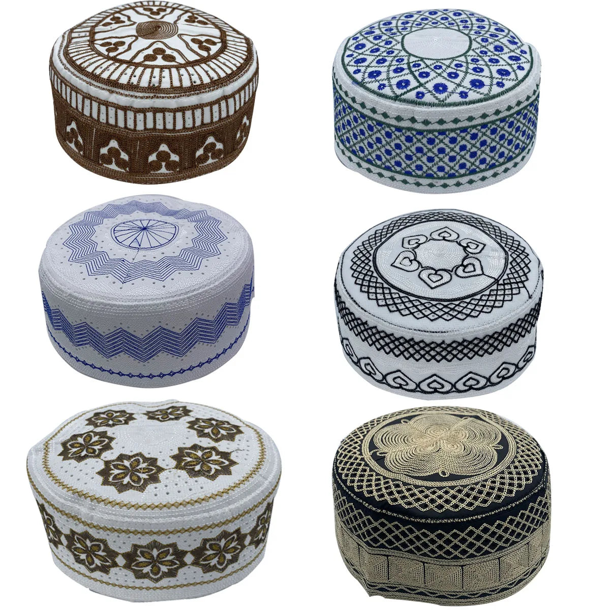 2023 New Muslim Prayer Hats Breathable Headware Kufi Hat Men Islam Skull Cap Ramadan Eid Gift Embroidery Man Hat