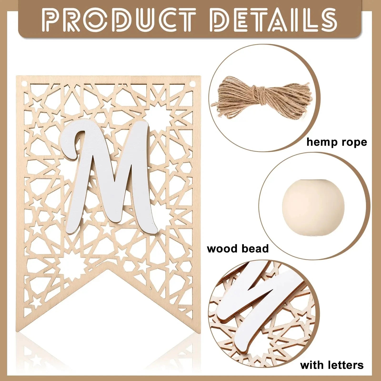 Eid Decoration Ramadan 2026 Wooden Mubarak Banner Decorations Eid Festival Party Decor Party Supplies For Home Decoration