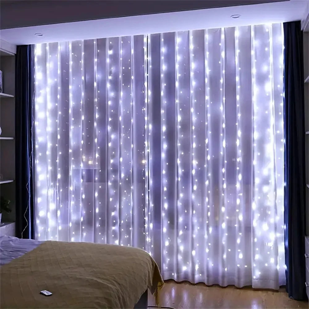 Battery Power LED Fairy Curtain Light String Ramadan Home Decoration 2026 Valentine's Day Eid Mubarak Bedroom Outdoor Decoration