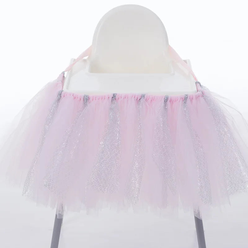 Tutu Chair Skirt Mesh Chair Skirt Children's Table Chair Skirt Party Decorative Chair Skirt Baby Birthday Party Decoration