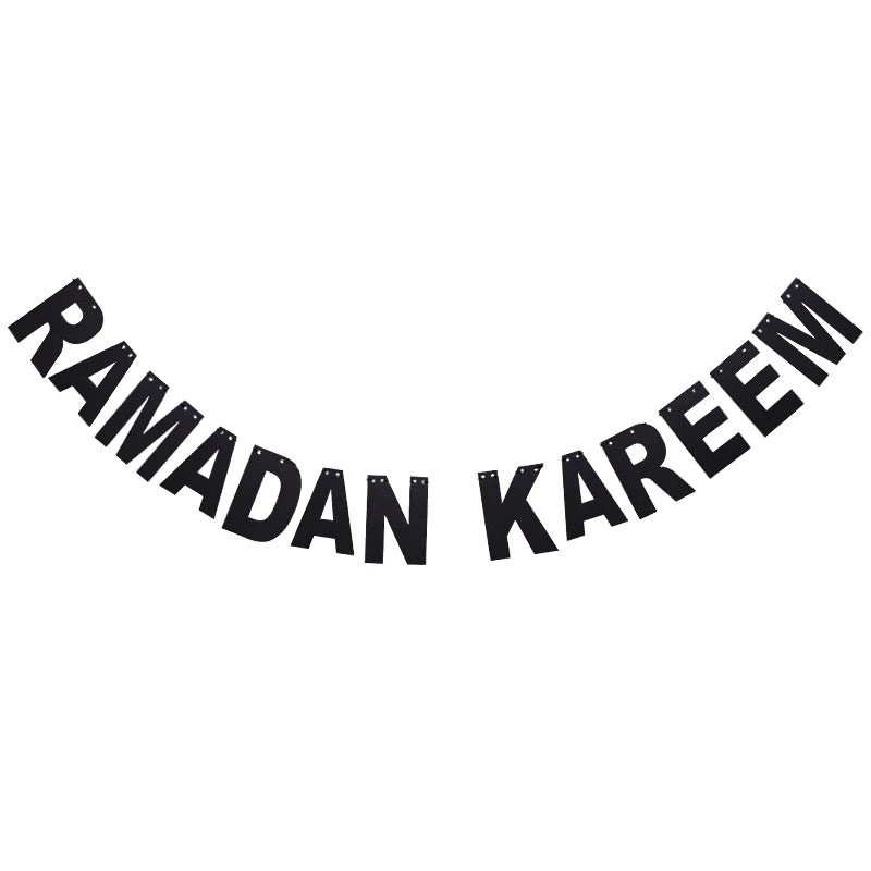 EID Mubarak Banner Glitter Star Moon Letter Paper Bunting Garland Islamic Muslim Party Ramadan Kareem Decorations for Home 2026