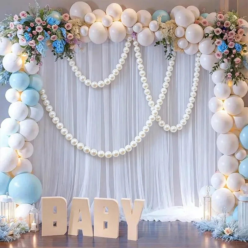 Wedding Party Big Pearl Decor Wedding Supplies Birthday Party Artificial Pearls Diy Beaded Garland White Ball Pendant & Figurine