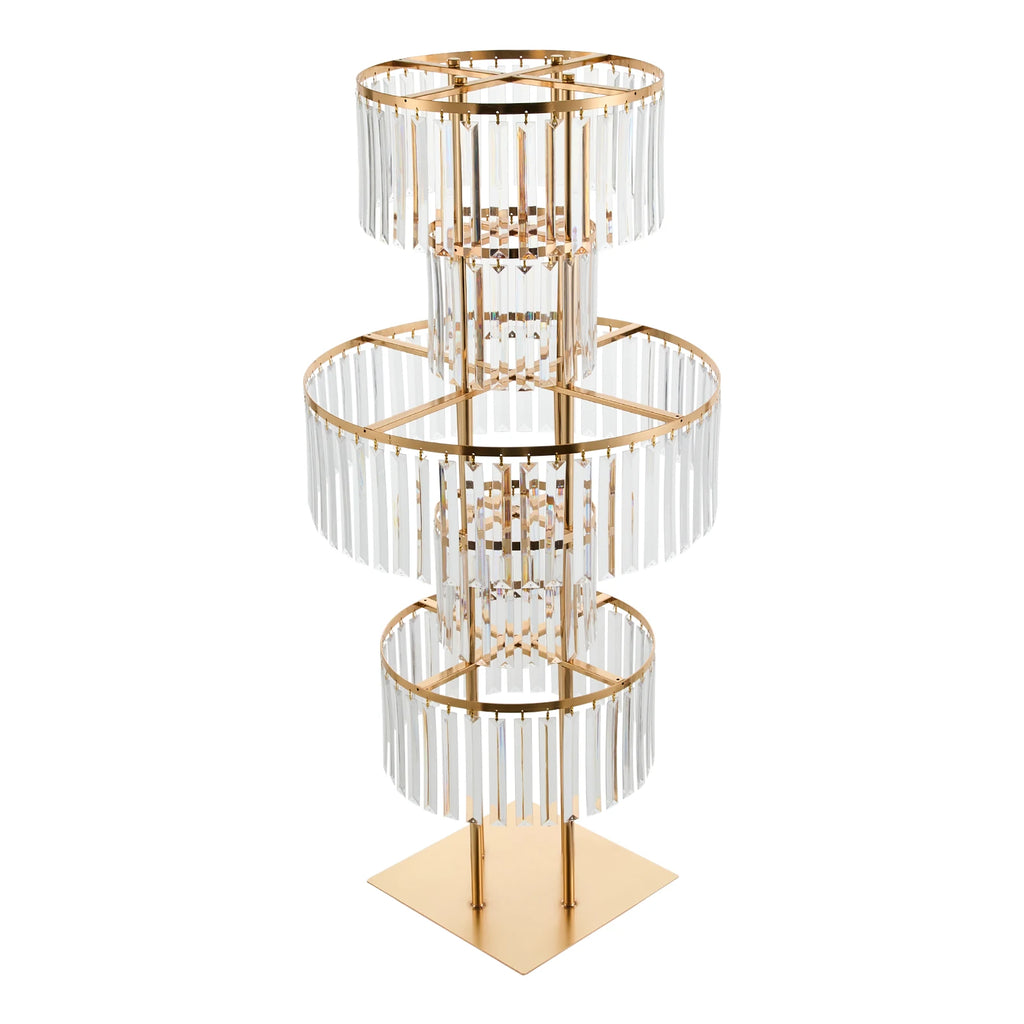 Gold 5 Tier Wedding Crystal Flower Rack Centerpieces Flower Stand Wedding Party Backdrop Stand Freestanding Floral Holder