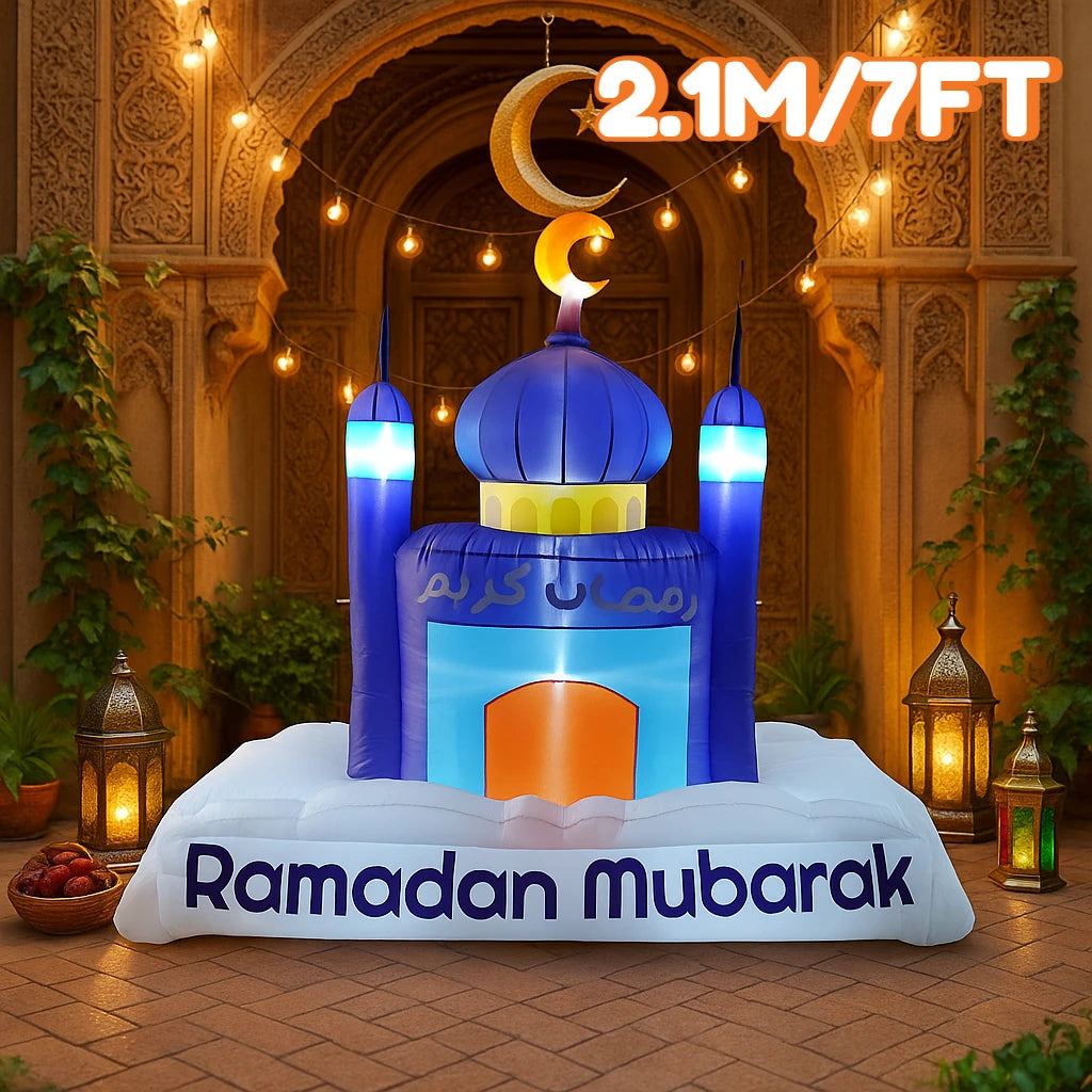 Ramadan Eid Mubarak Inflatable Decorations with LED Lights Muslim Islamic Holiday DIY Party Supplies  Outdoor Yard Ornament