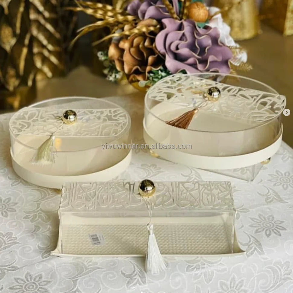 Super 2026 Ramadan Decoration Eid al-Fitr Metal Tray Modern Plate Muslim Family Table Box Decoration