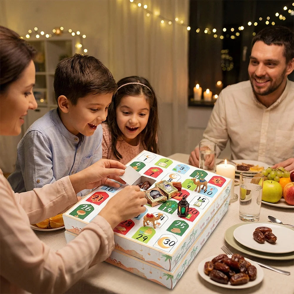 5pcs Ramadan Advent Calendar | 30-Segment Countdown Fun Box with 30 Empty Boxes, Daily Surprise Mechanism,Eid Mubarak Gift Box