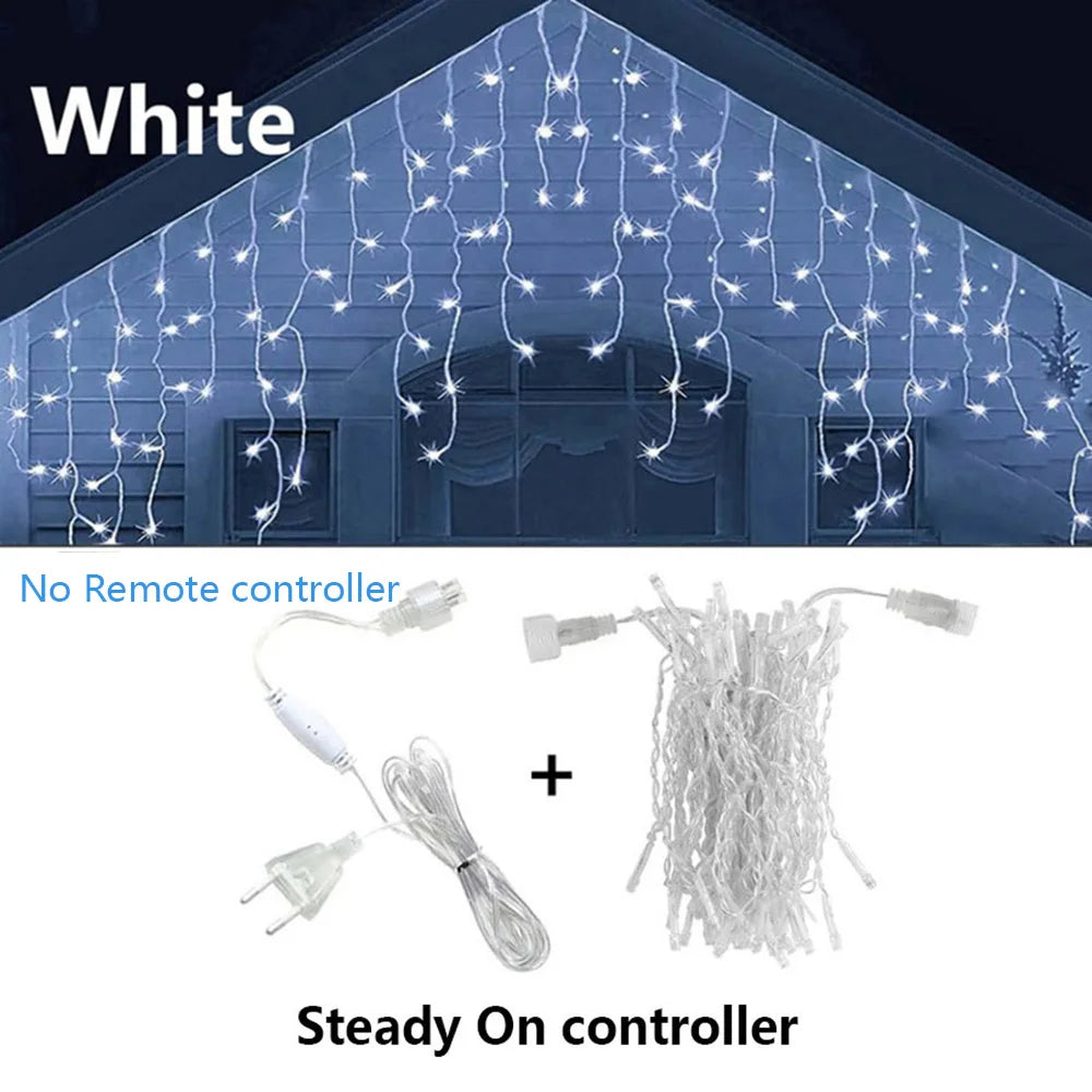 3.5M-40M Icicle String Lights LED Fairy Lights Christmas Garland Outdoor For New Year Garden Yard Party Wedding Terrace Decor