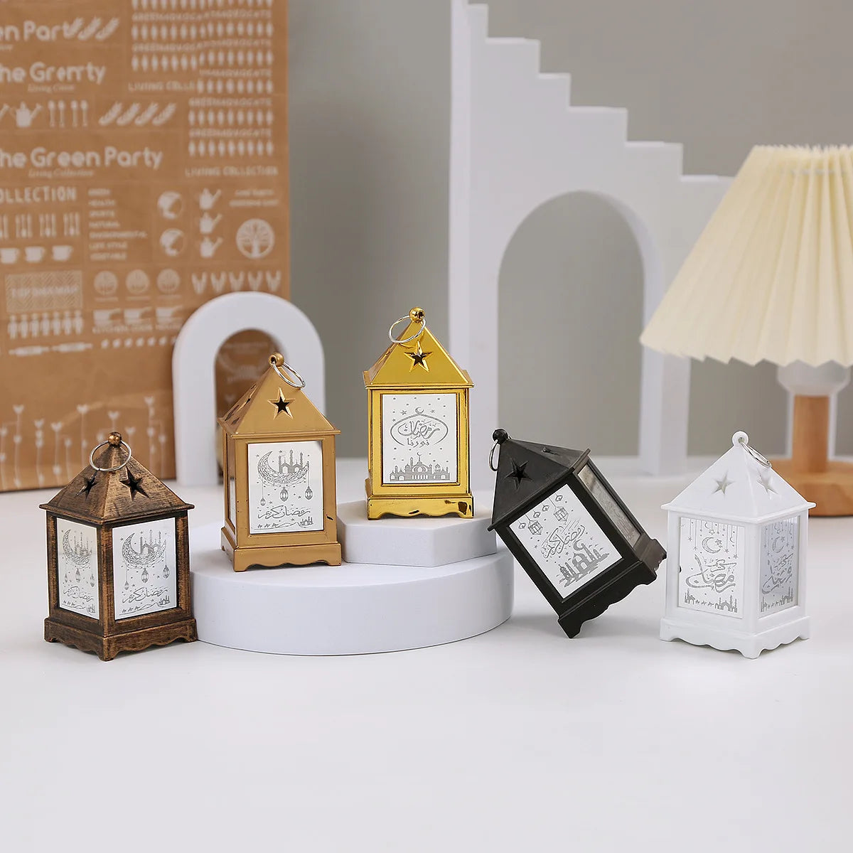 2025 Eid Mubarak Wind Lantern Ornaments Ramadan Led Portable Lamp Eid Al Adha Gifts Muslim Gurbang Ramadan Decoration for Home