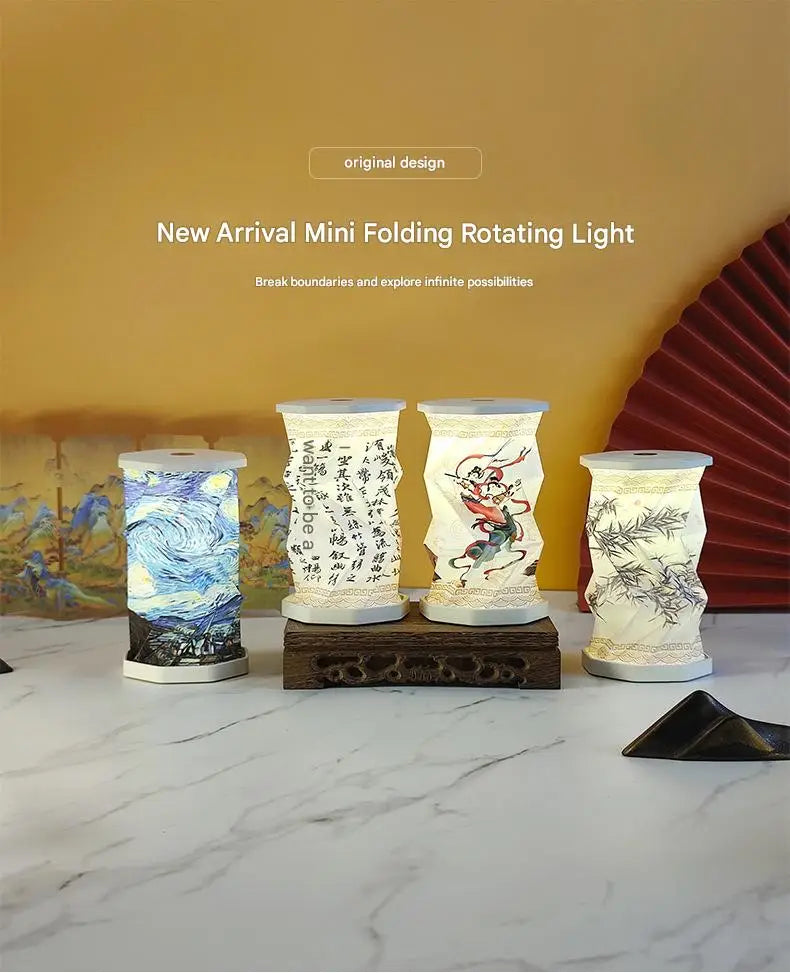 Mini Paper Lantern Night Light USB Charging Portable Foldable Book Lamp Bedroom Bedside Decor nightlight LED Table Light Gifts