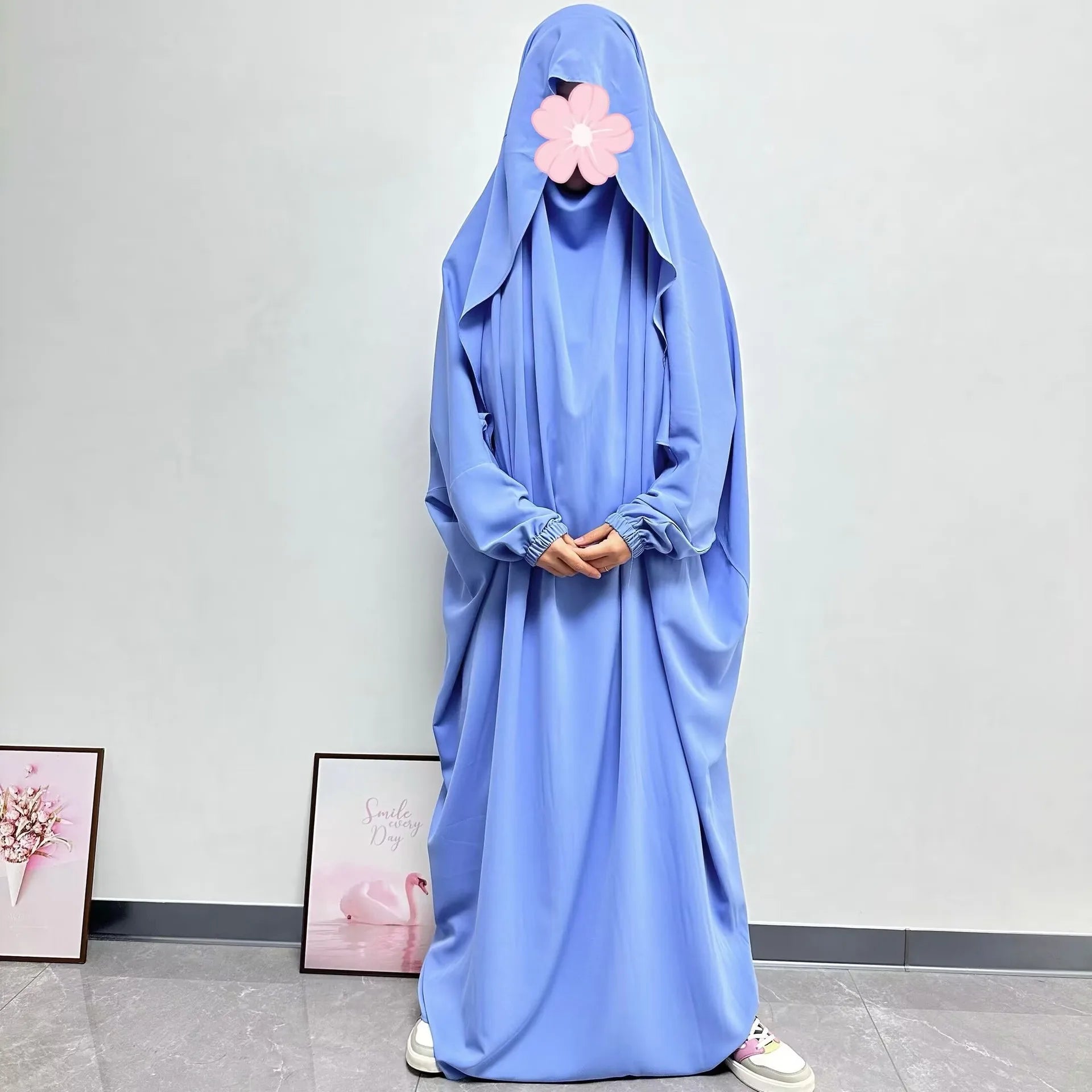 Ramadan One Piece Prayer Abaya Hooded Dress Kaftan Muslim Women Robe Hijab Dress Robe Solid Color Islam Dubai Turkey Clothes