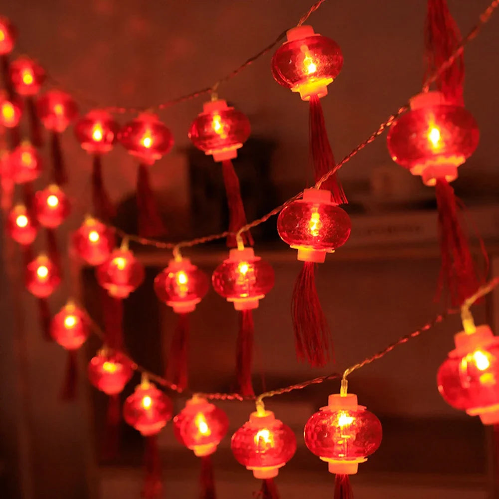 1PC LED Red Lanterns String Lights, 20LED Chinese Style Fairy String Lights Battery Operated Hanging Lanterns String Lights