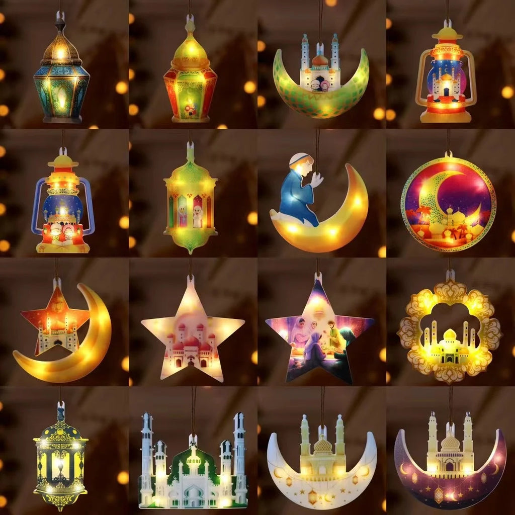 2026 Eid Al-Fitr Mubarak LED String Lights Moon Stars Curtain String Lights Islamic Ramadan Kareem Decoration for Home Garden