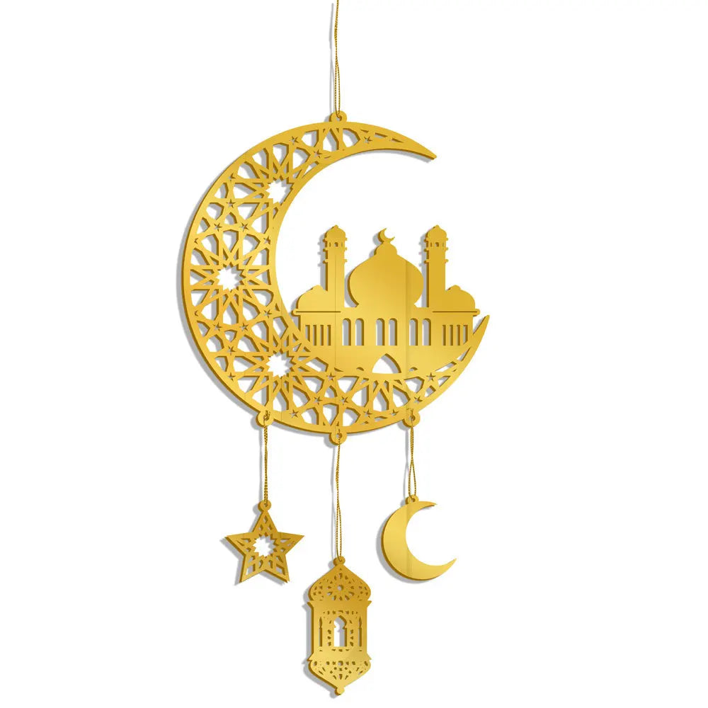 1PC Acrylic Ramadan Kareem Moon Star Wall Pendant Eid Mubarak Ornaments for Home Eid Al Fitr Muslim Islamic Holiday Party Decor
