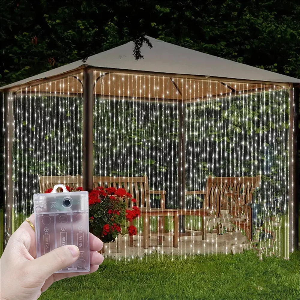 Home Decoration Battery Power Fairy LED Curtain Light String Outdoor Bedroom Decoration Ramadan 2026 Valentine's Day Eid Mubarak