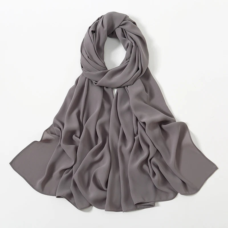 Women Chiffon Hijab Ramadan Abayas Premium Chiffon Scarf Shawl Muslim's dresses Hijab Cloth Islam Turban Solid Color Wraps