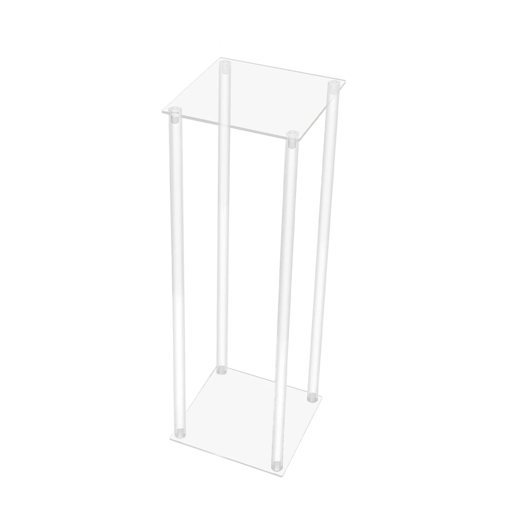 10Pcs Acrylic Vase Wedding Flower Stands Set, 23.6"H Clear Column Rack Geometric Display Stand for Home Party Wedding Decor
