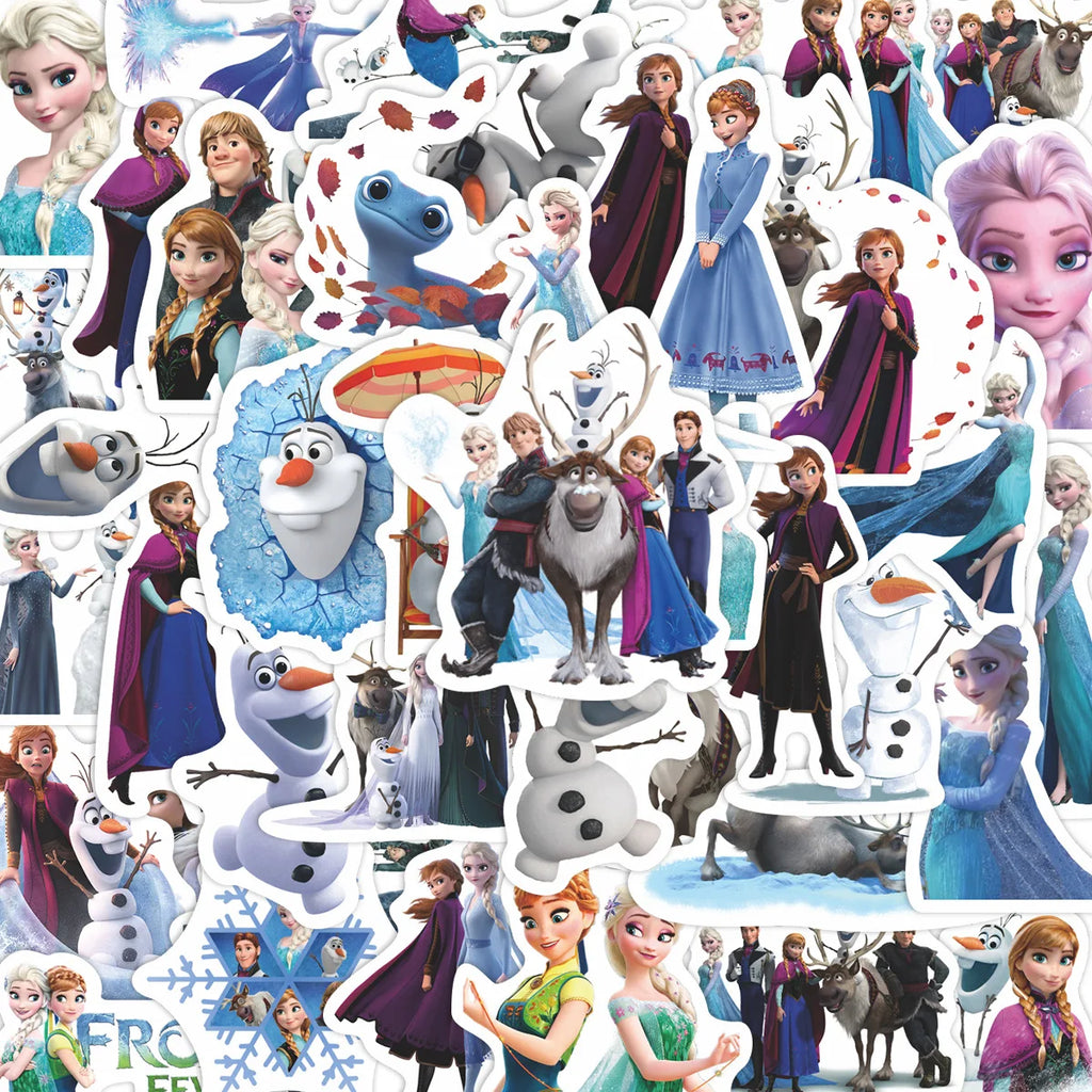 55PCS Cartoon Disney Frozen Graffiti Sticker DIY Decoration PVC Waterproof Skateboard Notebook Graffiti Toys Gifts