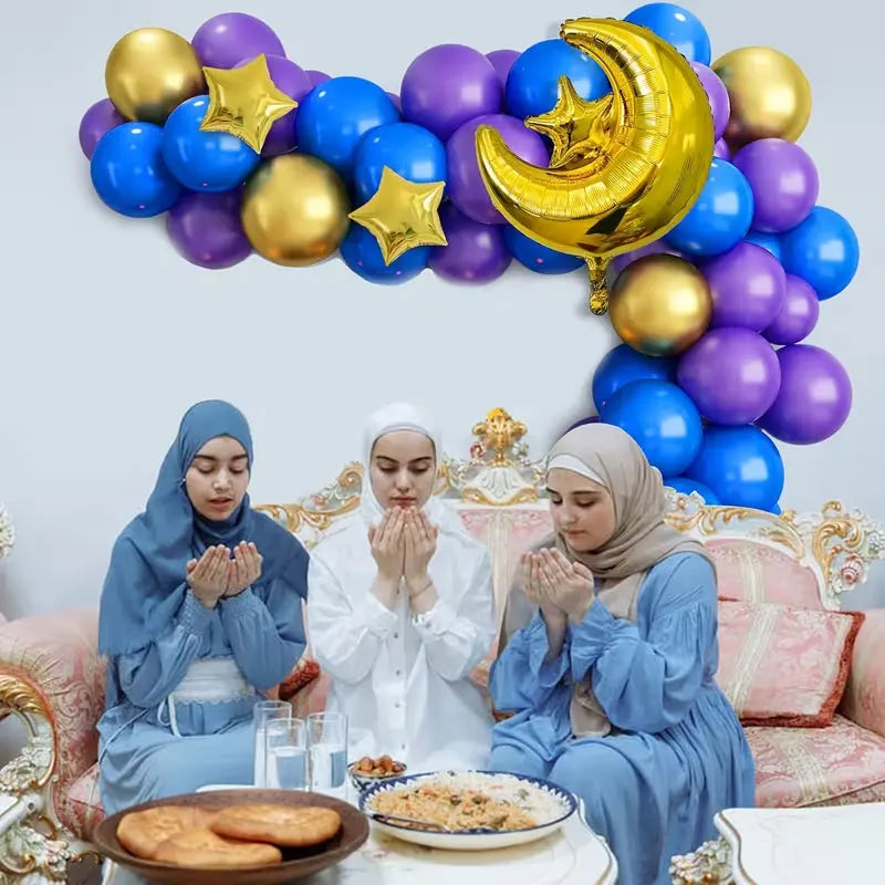 78pcs Eid Mubarak Balloons Background Ramadan Kareem Decoration Ramadan Mubarak Islamic Muslim Happy Eid Festival Party Supplies