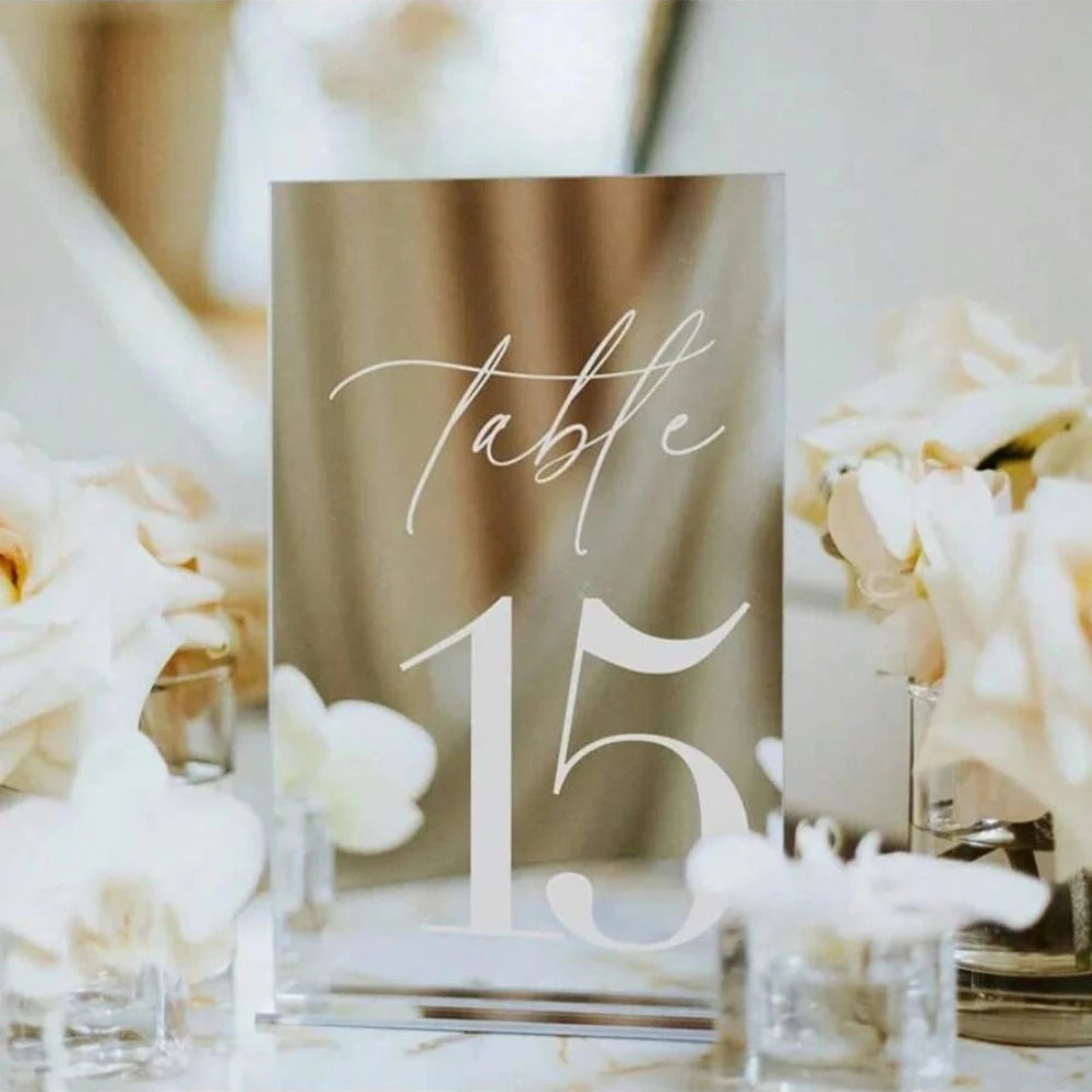 1-25 Gold Acrylic Wedding Table Number Place Cards 4.72*7.09 Inches with Stand