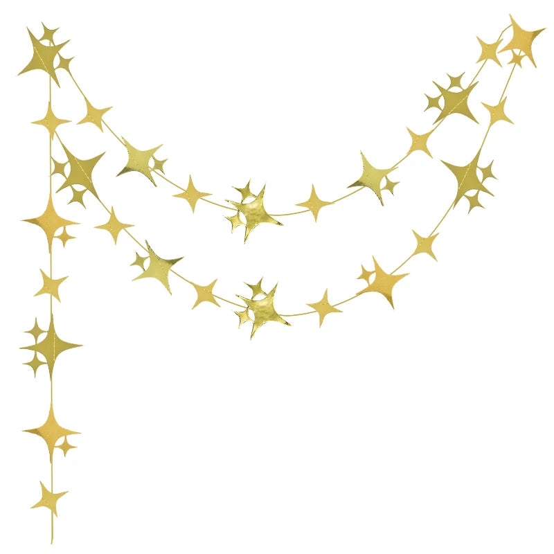 Gold Eid Mubarak Ramadan Decor Paper Star Moon Circle Dot Crescent Lamp Garland for Home Muslim Party Backdrop Banner Decoration
