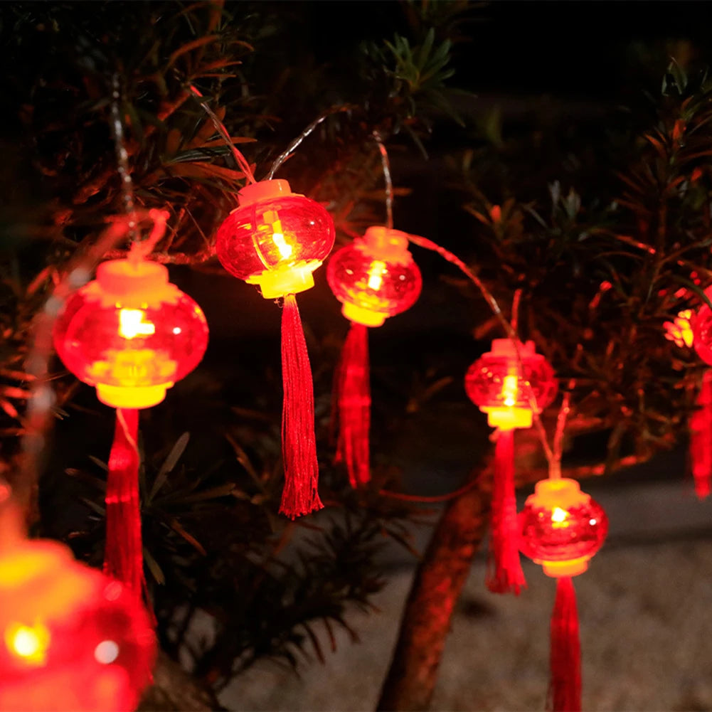 1PC LED Red Lanterns String Lights, 20LED Chinese Style Fairy String Lights Battery Operated Hanging Lanterns String Lights